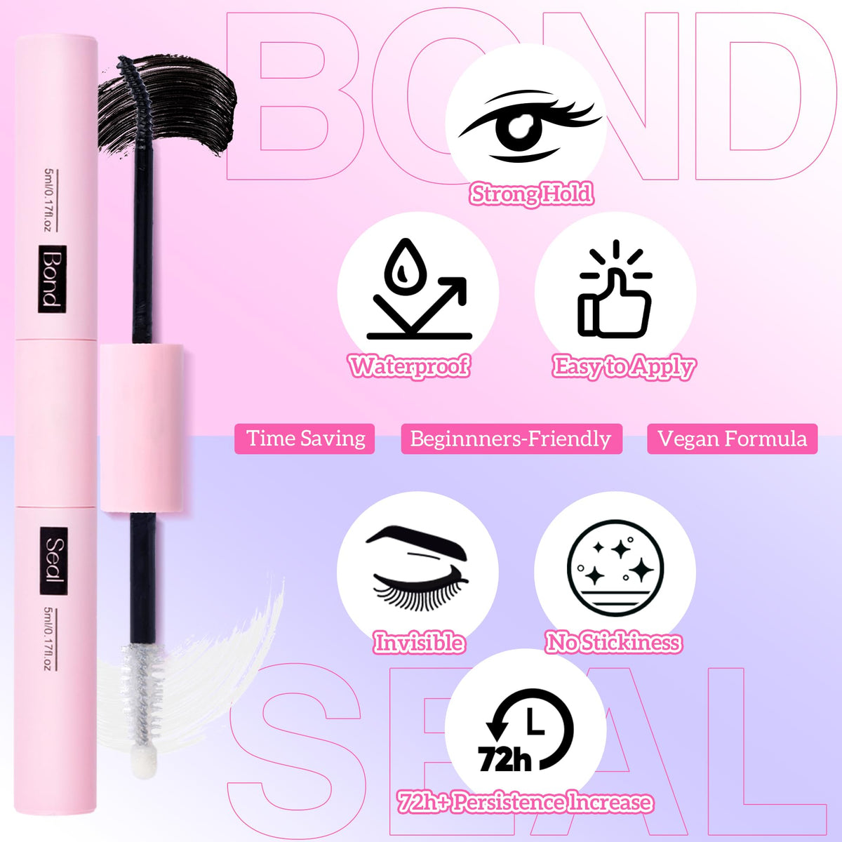 ALICE DIY Eyelash Extension Kit D Curl Fluffy Wispy Lash Clusters Individual Lashes Lash Extension Kit with Lash Bond and Seal Applicator Tool for Self Application at Home (80P-280Pcs-Mix10-16mm-0.07D)