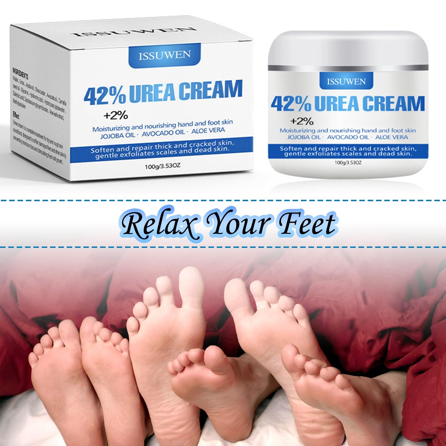 Urea 42% Foot Cream, Cracked Heel Repair Cream For Feet and Hand, Callus Remover For Dry And Hard Skin, Maximum Strength for Hand, Foot and Body Care, 100g (Original Scent)