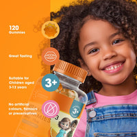 Kids Vitamin D Gummies by Sunshine Nutrition - MEGA Pack Vitamin D3 400IU Orange Flavour Gummy (Pack of 120)