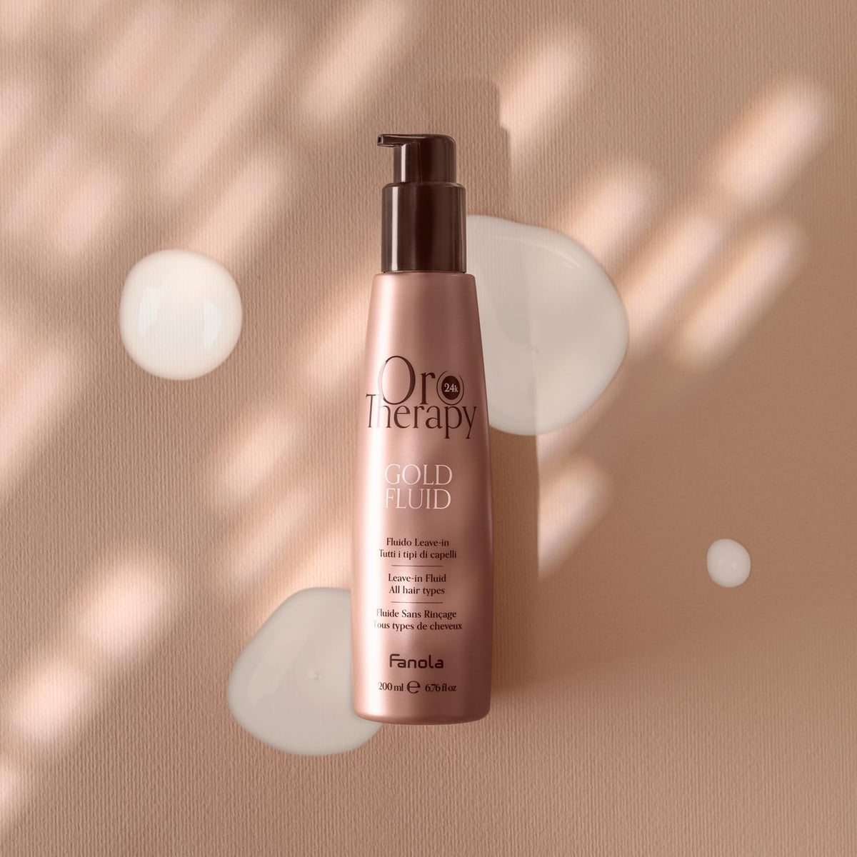 FANOLA Fanola Orotherapy Leave-In Fluid, Hair Treatment Filled with Gold to Improve Hair Manageable Giving Body and Lightness, for All Hair Types, 200ml