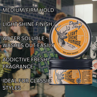 Dark Stag Light Shine Pomade, Medium Hold Hair Pomade For Men, Water Based Easy to Wash Hair Pomade, Sleek Traditional Styles, 100ml / 3.5oz