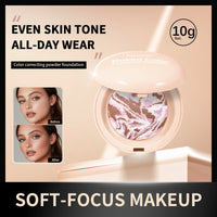 HOPHAT Baked Colour Correcting Powder Foundation – Lightweight Baked Foundation for Mature Skin, Neutralises Redness & Uneven Skin Tone, Natural Smooth Makeup (# 01 Fair)