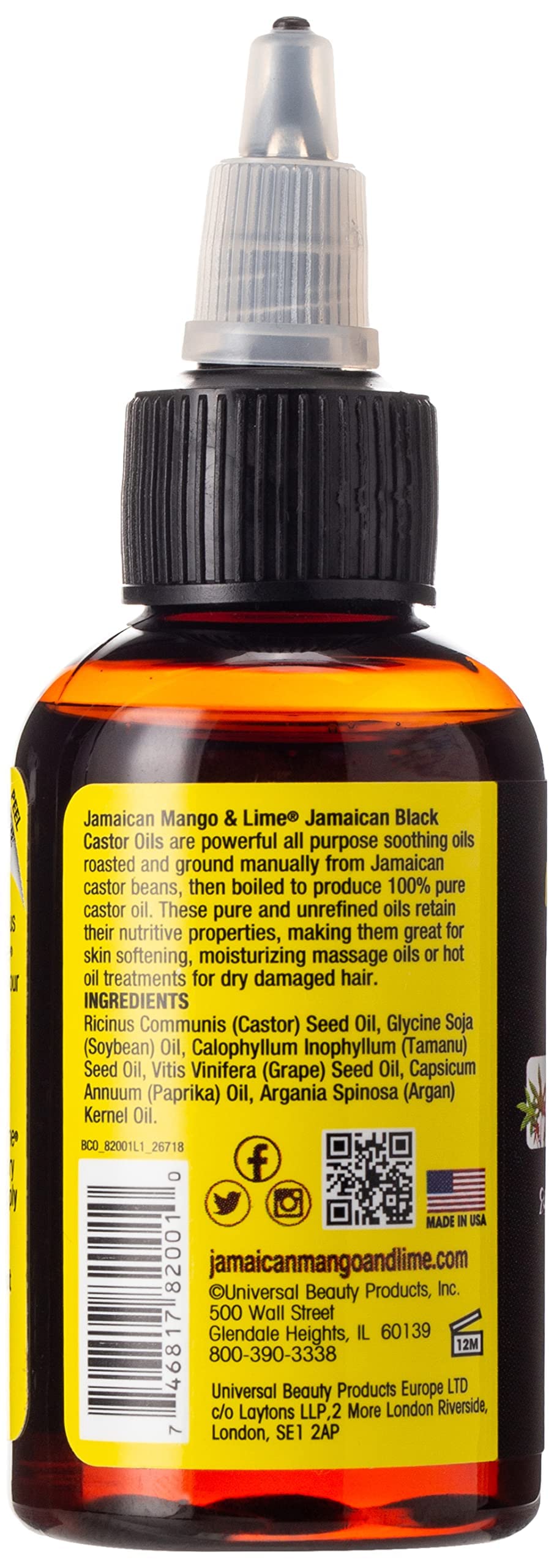 Jamaican Mango & Lime Jamaican Mango and Lime Black Castor Oil, Coconut, 2 Ounce