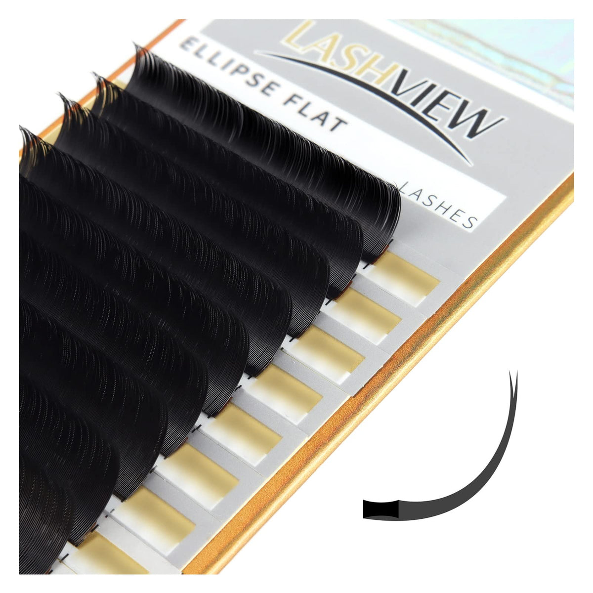 LASHVIEW Eyelash Extension,Ellipse Flat Eyelash Extensions,Individual Lashes,0.15mm D+ Curl 8-15mm,Lash Extension,Semi-Permanent,Extremely Light & Soft,Professional Salon Use.