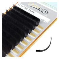 LASHVIEW Eyelash Extension,Ellipse Flat Eyelash Extensions,Individual Lashes,0.15mm D+ Curl 8-15mm,Lash Extension,Semi-Permanent,Extremely Light & Soft,Professional Salon Use.