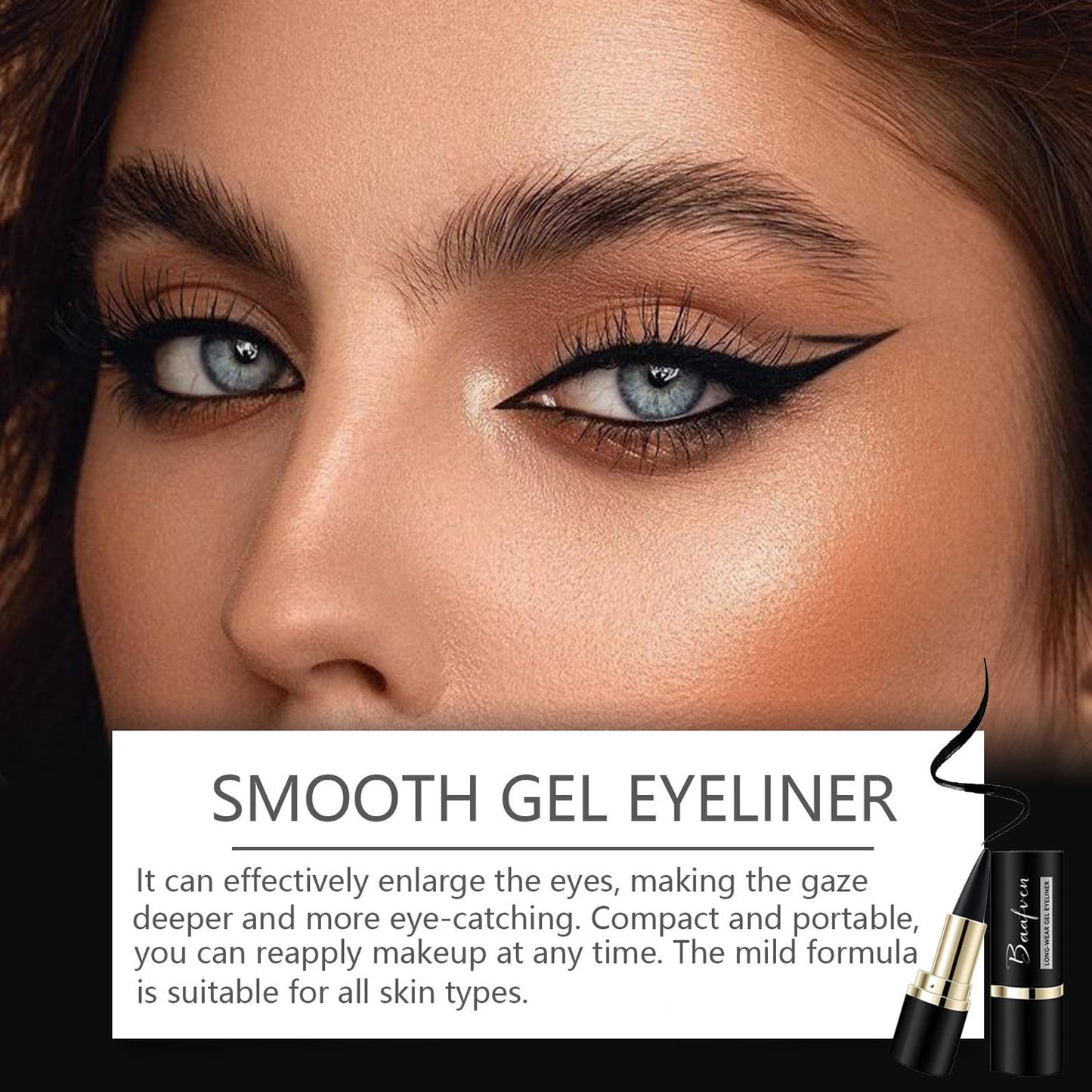 EONFAVE Black Eyeliner - Matte Black Eyeliner Pen Gel - Eyeliner Pencil Long Lasting - Quick Drying Formula Eye Liner - Waterproof Smudge-proof All Day Eyeliner Makeup