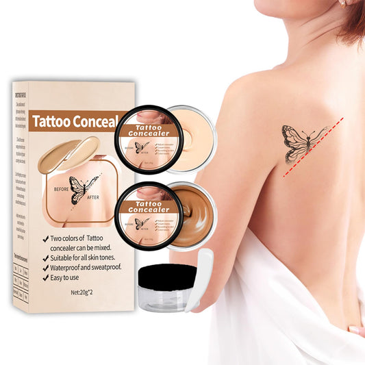 CrownLite Tattoo Cover Up, Waterproof Tattoo Cover Up Makeup with Full Coverage, Body Makeup Concealer Set for Men and Women, Spot Covering Birthmark Tattoo Concealer for Scars, Dark Spots and Vitiligo (2pcs)