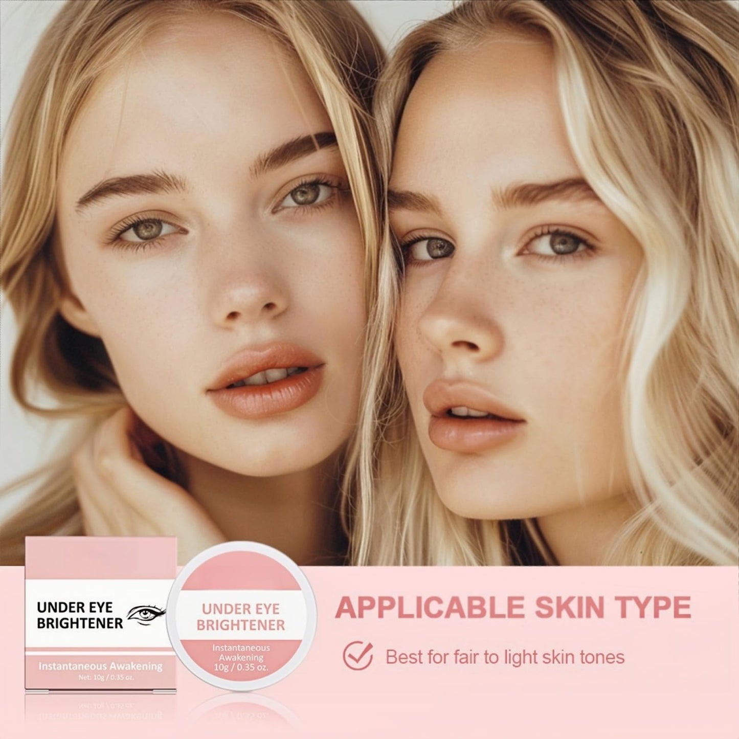 Full Coverage Under Eye Brightener & Under Eye Concealer - Long-Lasting Pink Correcting Cream for Dark Circles & Spots - All-in-One Highlighter, Foundation & Brightening Base