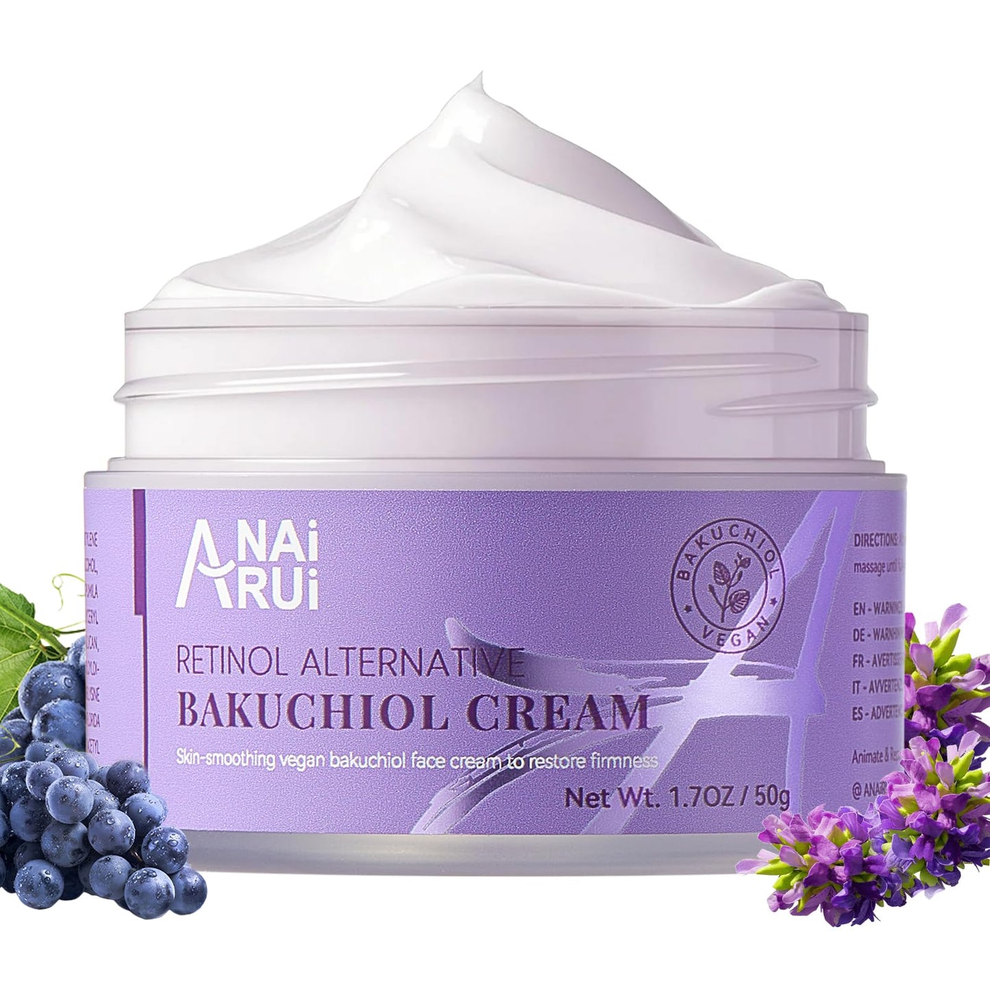 ANAI RUI ANAiRUi Anti-Age Cream 50ml, Anti-Wrinkle Cream with Pure Bakuchiol, Day/Night Cream for Women, Anti-Ageing Face Cream