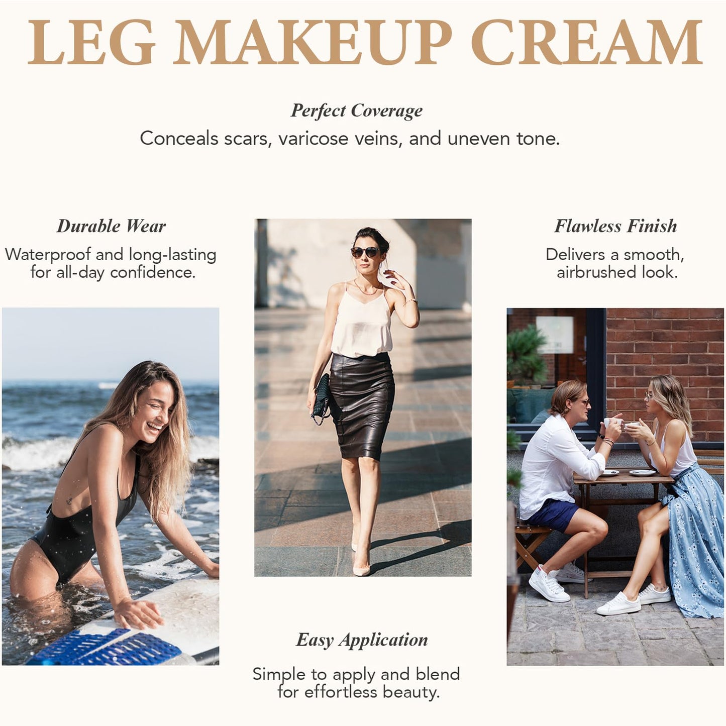 HERBENJOY Leg Makeup Full Coverage Concealer, Waterproof Body Concealer for Legs, Tattoo Cover Up Makeup, Scar & Veins, Long-Lasting, Correcting & Brightening Cream for Women, Medium Shade 100ml