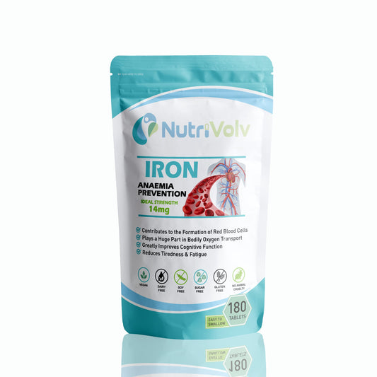 Nutrivolv Iron Tablets 14mg Supplements Blood Cells Energy Anaemia Tiredness Pregnancy -180 Tablets