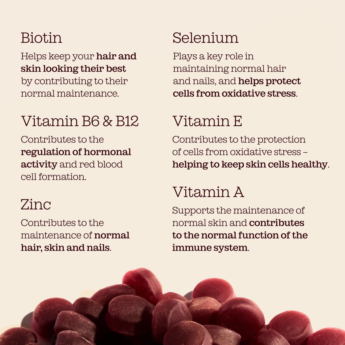 Free Soul Biotin Hair Supplement | Delicious Hair, Skin & Nails Gummies | Chewable Hair, Skin, and Nails Vitamins | Biotin with Vitamins B6, B12, Zinc, Selenium, E, A, C & D | 60 Gummies