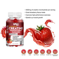 ProVita Health Creatine Monohydrate Gummies 4000mg for Men & Women - 60 Chewable Creatine Gummies Strawberry Flavoured Creatine | Pre Workout Gym Supplement| Vegan | (1 Months Supply) (1)