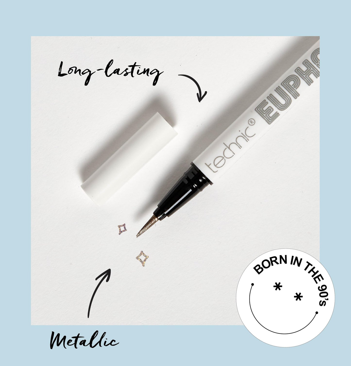Technic Euphoria Metallic Liquid Liner - Highly Pigmented - Long Lasting - Brush like Tip for Ultimate Precision 0.8ml (Gun Metal)