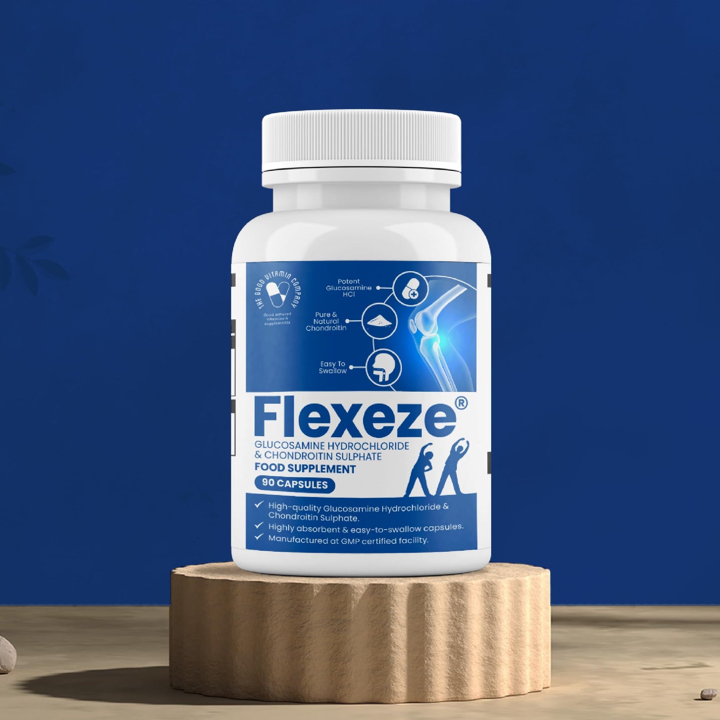 The Good Vitamin Company Flexeze: 90 Capsules - Premium Dietary Supplement with Glucosamine & Chondroitin for Bone and Joint Care by Good Vitamin Company