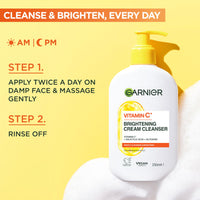 Garnier Vitamin C* Brightening Cream Cleanser, Removes Make-up, 250ml