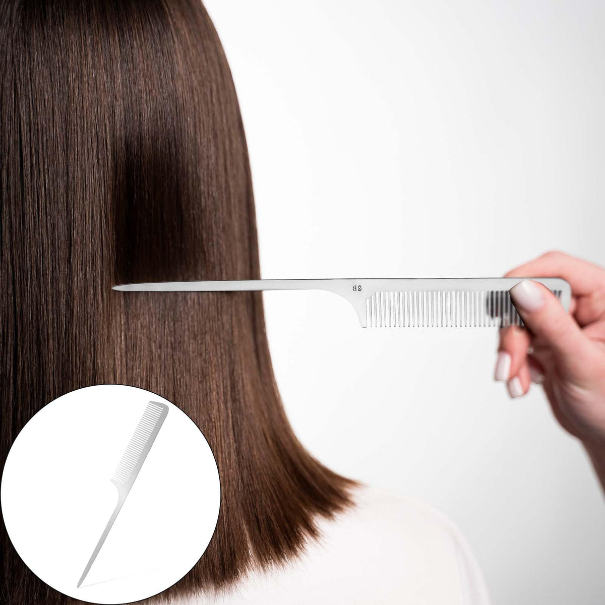 Mozeat Lens MOZEAT LENS Metal Rat Tail Comb Stainless Steel Hair Comb with Parting Tip for Hair Stylist Women Men
