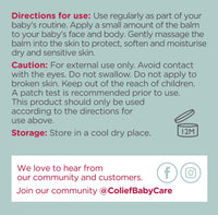Colief Baby Face Balm | 100% Natural Oils & Butters for Infants | Gently Moisturise Baby's Dry & Sensitive Skin | Contains Shea Butter, Chamomile, Rosehip Oil, Coconut Oil | for Babies 3+ Months 50g