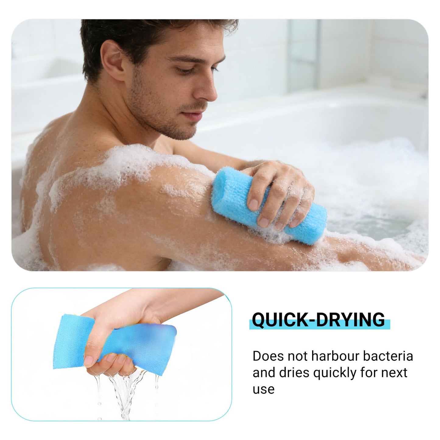 VIKSAUN 4 PCS Multicolour Nylon Japanese Exfoliating Cloth Nylon Scrub Bath Towel, Long 90cm, Body Shower Cleaning Sponges Wash Cloth Towel Body (4 pcs)