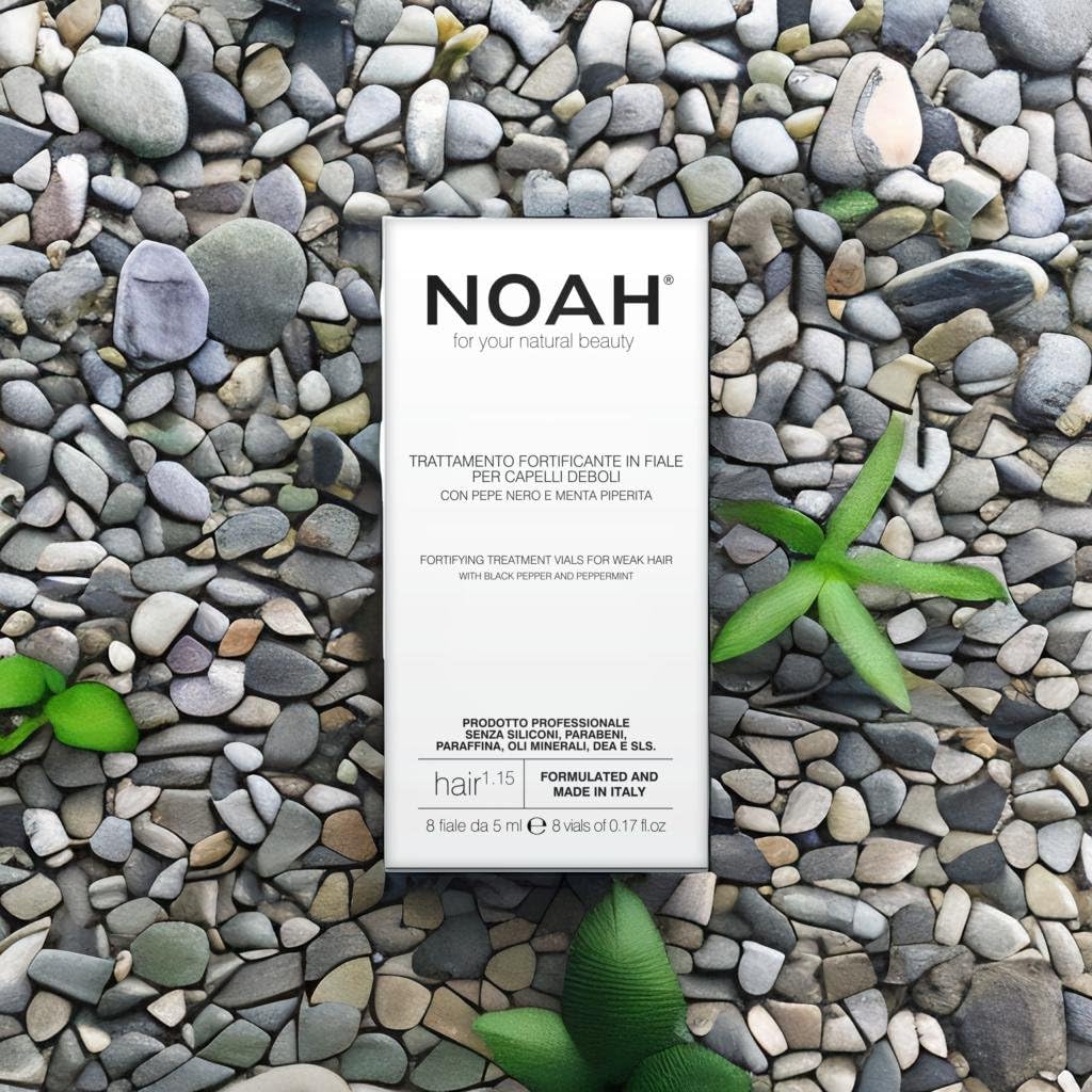 Noah NOAH Natural 1.15 Fortifying Hair Treatment Vials Serum for Weak Hair with Black Pepper & Peppermint, 8 Vials x 5ml