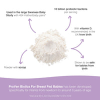 Pro-Ven Probiotics for Breast Fed Babies | 10 Billion Live Bacteria Powder with Vitamin D | Daily Microbiome Support from Birth - Gentle for Newborns Infants and Toddlers | Scoop Included