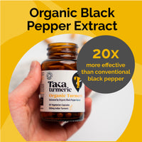 Taka Turmeric, 60 Caps Organic Turmeric with Black Pepper Extract Tumeric Curcumin Supplement, High Strength Tumeric Capsules with Curcumin and Black Pepper, Vegan, Recyclable Packaging