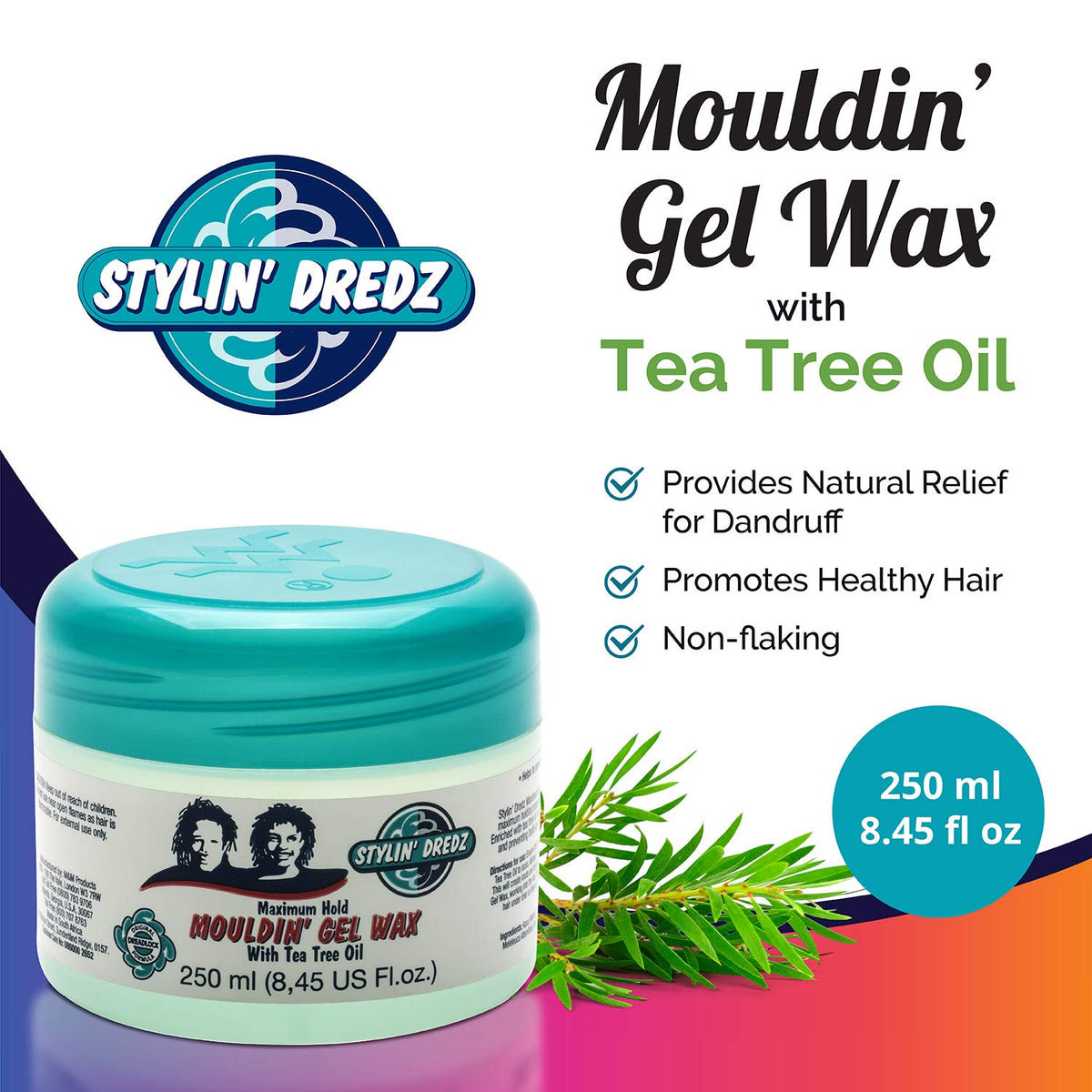 Stylin Dredz Stylin' Dredz Moulding Strong Maximum Hold Gel Wax with Tea Tree Oil Hair Care for Dreadlocks 250 ml