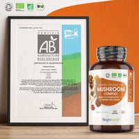 Organic Mushroom Complex 8-180 Capsules - 1000mg - Lion's Mane and 7 Mushroom Blends (Reishi, Chaga, Cordyceps, Shitake, Oyster, Maitake & Coprius) - Added Turmeric & Ginger - Vegan Capsules