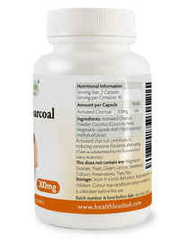 Health Leads ...Working With Nature Activated Coconut Charcoal 300mg x 90 Capsules (Cocos nucifera), 100% Natural, High Absorbency, Vegan, Magnesium Stearate Free & No Nasties, Made in Wales