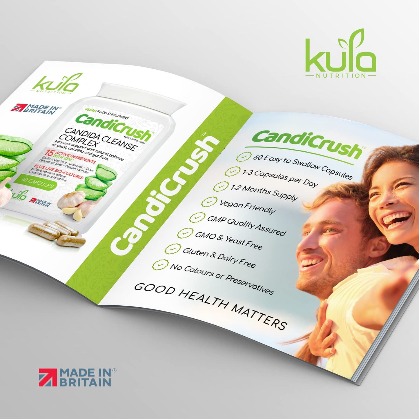 CandiCrush - Candida Cleanse Complex - Herbal Thrush Tablets - Natural Candida Treatment for Women and Men with Probiotic Live Friendly Bacteria for Yeast Infection - 60 Vegan Capsules