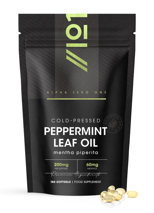 ALPHA01 Peppermint Oil Capsule 200mg - 180 Softgels (6 Months Supply) - Cold-Pressed - Fast Absorbing & Easy to Digest - 100% Natural Digestive Supplement by Alpha01
