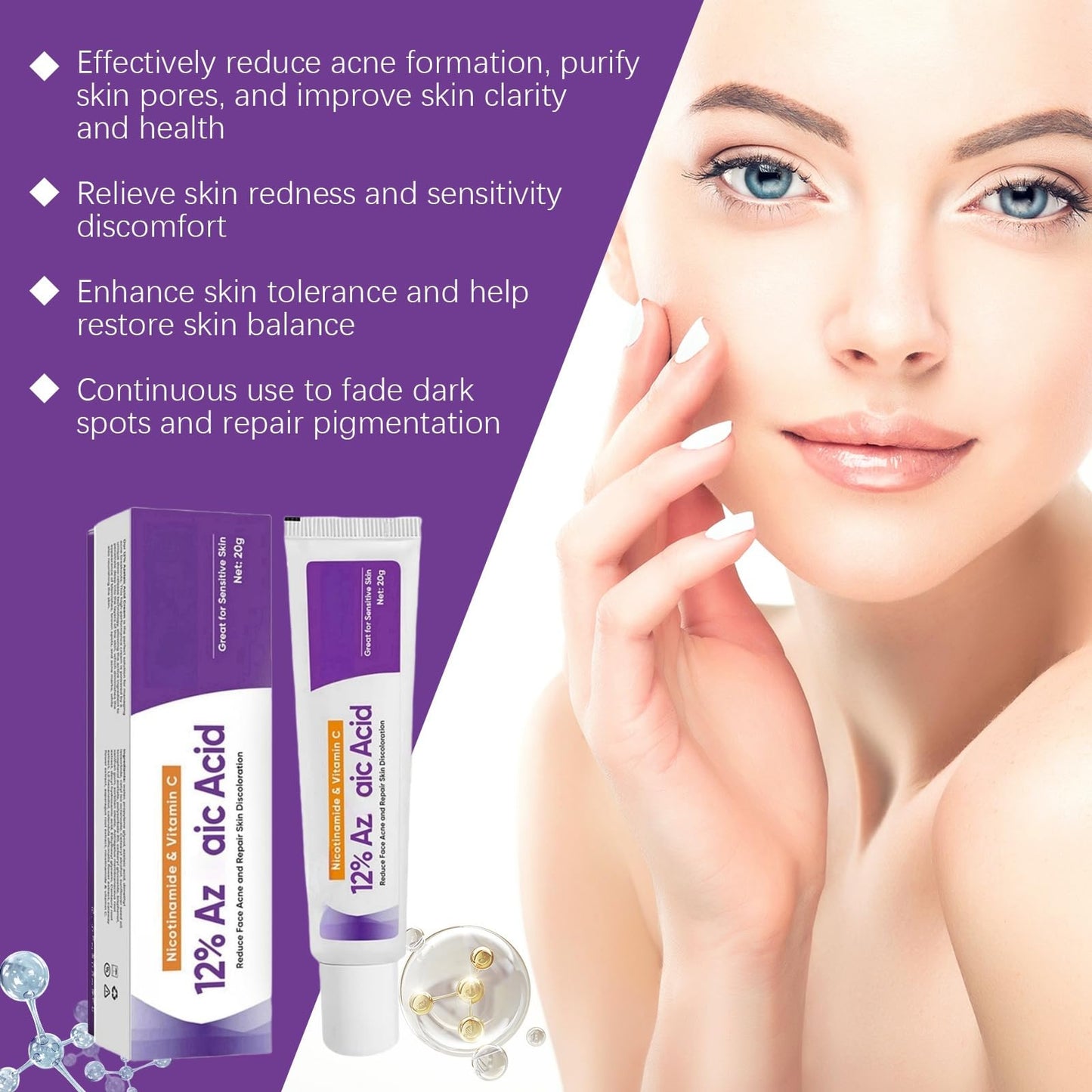 SingHao 2pcs Spot Cream,Acid 12% Facial Serum Cream,Azela-Ic Acid Face Cream,Night Cream Face Moisturiser,12% Ac/id Pimple Crea/m Spot Treatment,Azela-Ic Aci/d Serum for Face,Acne Treatment for Spo/t Prone