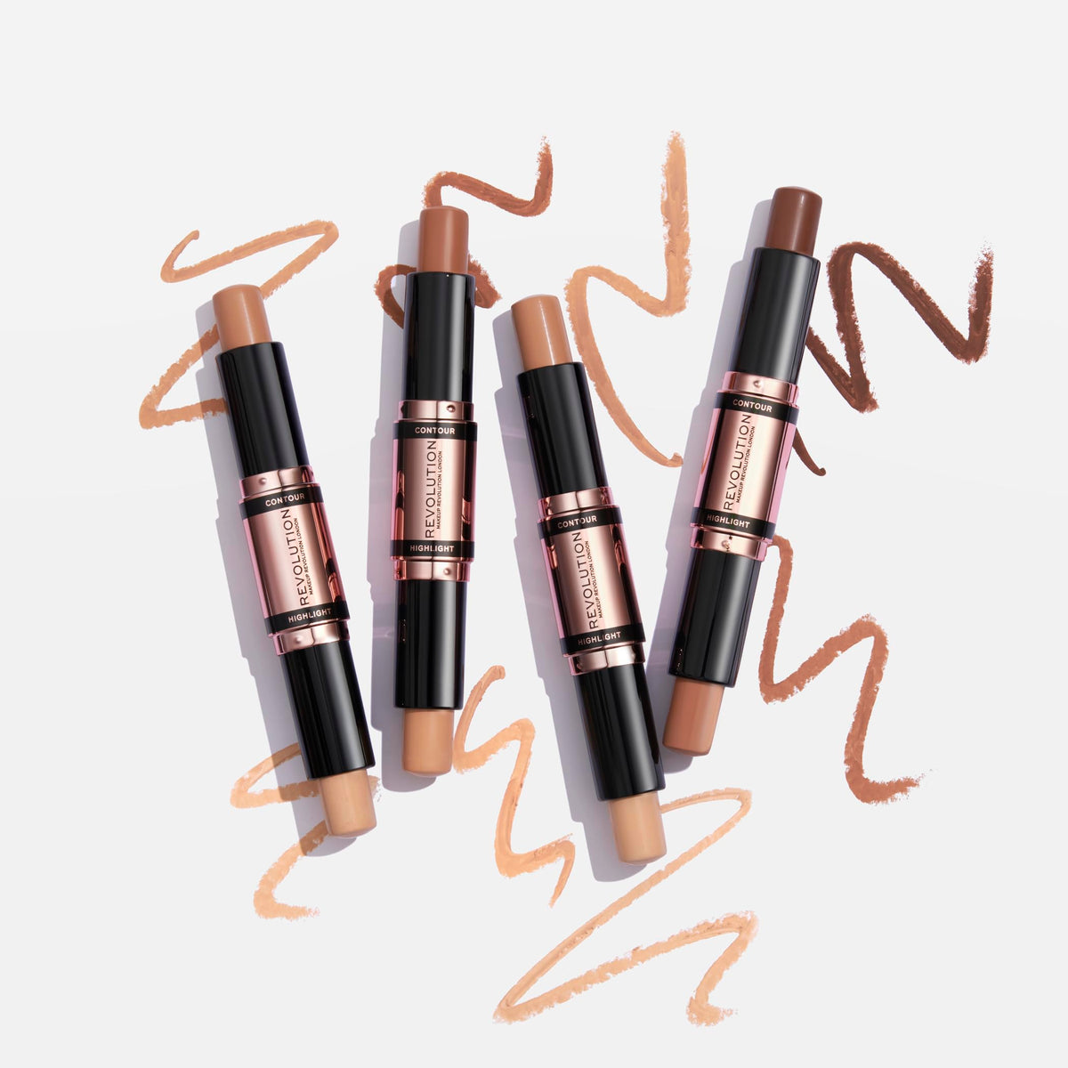 Revolution Beauty London Makeup Revolution Contour Stick Duo Cream Contour & Highlight, Defines Cheekbones & Sculpts the Face, Vegan & Cruelty-Free, Dark, 2.4g