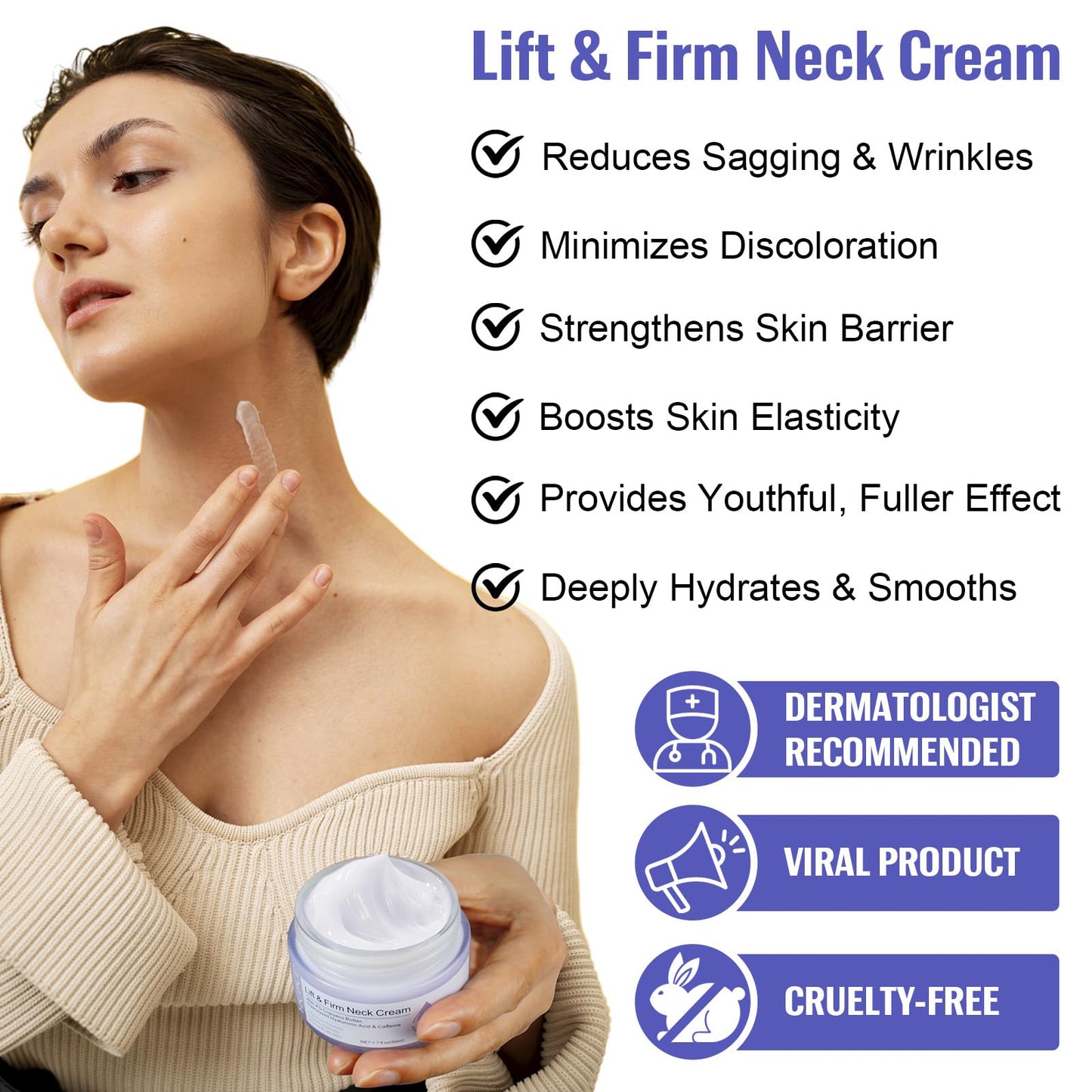 XAYGHE Neck Firming Cream | Tighten and Lift Neck Cream -Tightening & Lifting Sagging Skin - Reduce Fine Lines & Wrinkles - Advanced Neck Cream Face Moisturizing 50ML