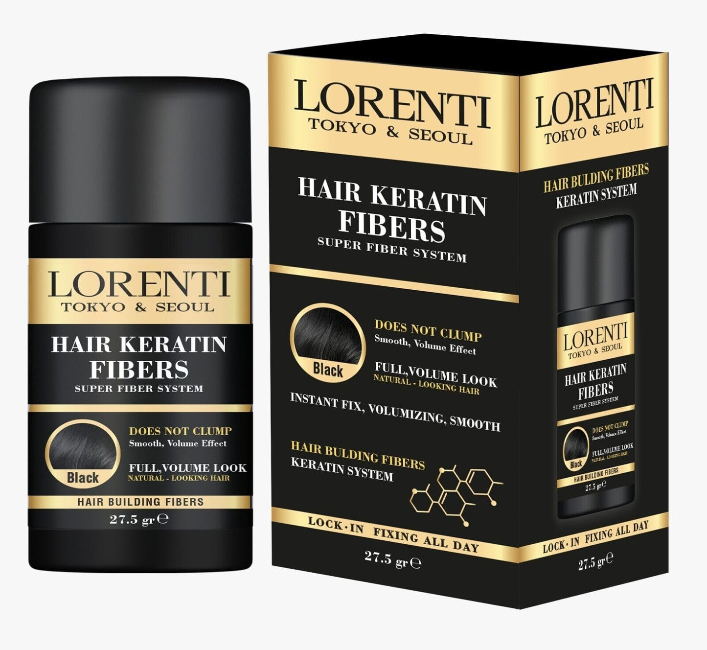Lorenti Hair Keratin Fibers | Hair Building Powder | Instant Fix, Volumizing Smooth | No Clump | Medium Brown 27.5 gr