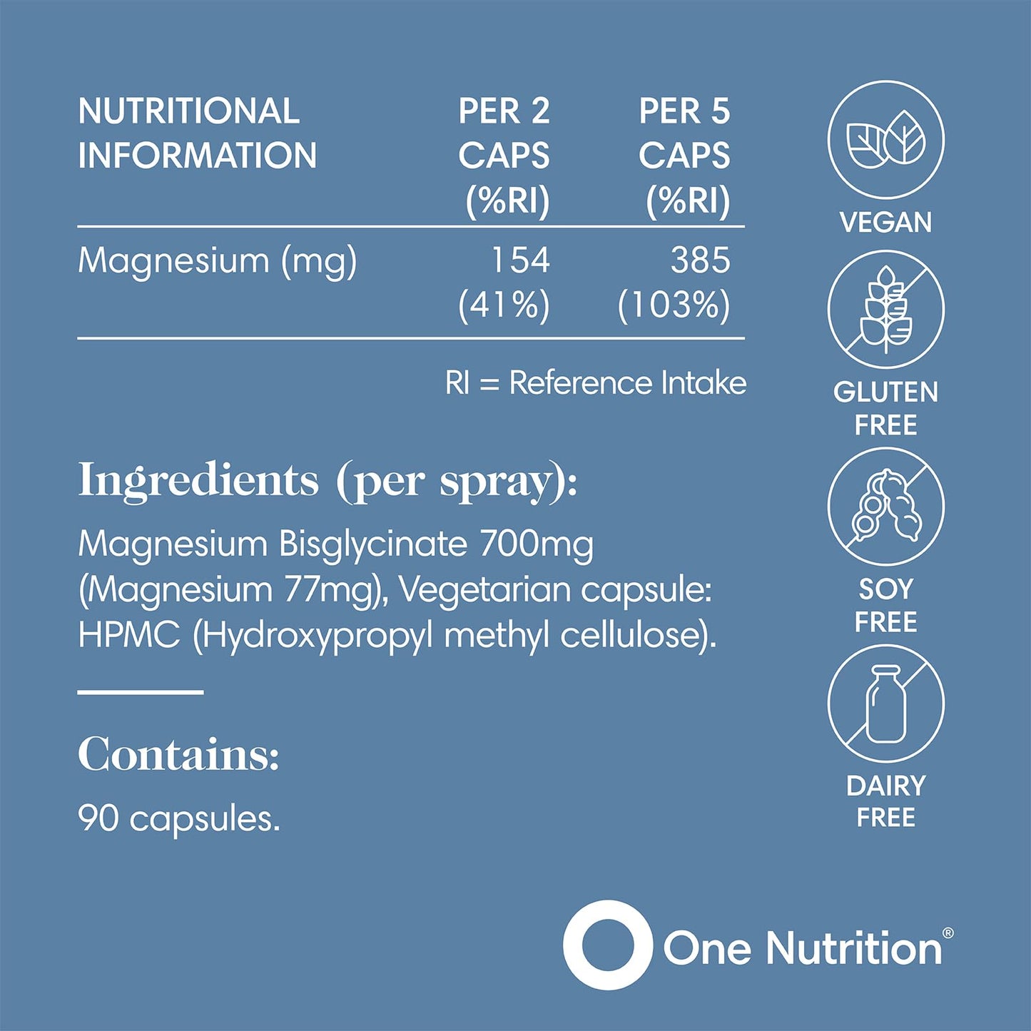 One Nutrition Pure Magnesium Bisglycinate - 90 Capsules