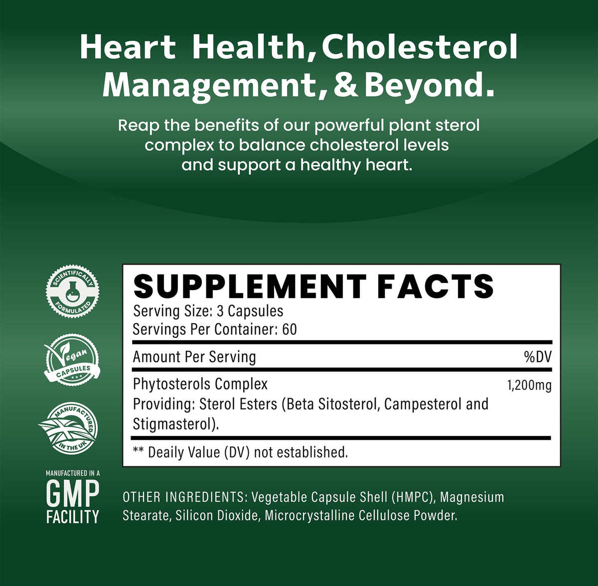 Insynergy Labs Plant Sterols 1,200mg (Maximum Dose in UK) 180 Capsules, Superior Cholesterol Lowering Supplements (Beta-Sitosterol + Stigmasterol + Campesterol) 3 Form High Strength Complex
