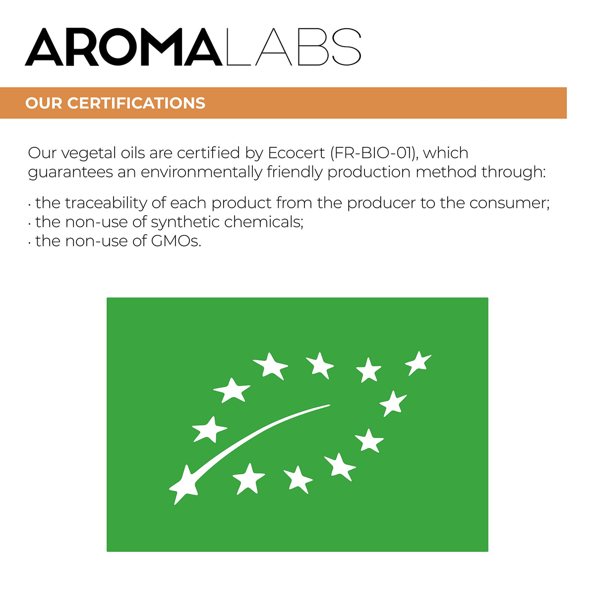 Aroma Labs ORGANIC - MACADAMIA Oil - 50mL - 100% Pure, Natural, Cold Pressed and AB Certified - AROMA LABS (French Brand)
