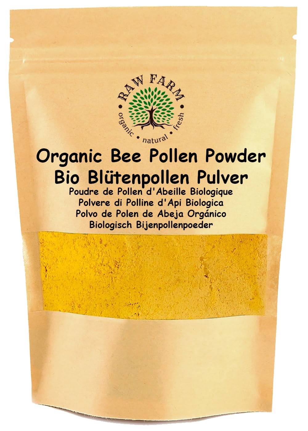 Raw Farm Organic Natural Fresh Raw Farm - Organic Bee Pollen Powder, Extra fine, Unheated, Pure and Fresh 500 g