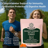 BIYODE Premium Feminine Balance Women’s Probiotic Gummies – Vaginal & Digestive Health Support – with Vitamin C for Immune Boost – Promotes Feminine pH Balance & Gut Flora – Vegan, Gluten-Free, Low Sugar