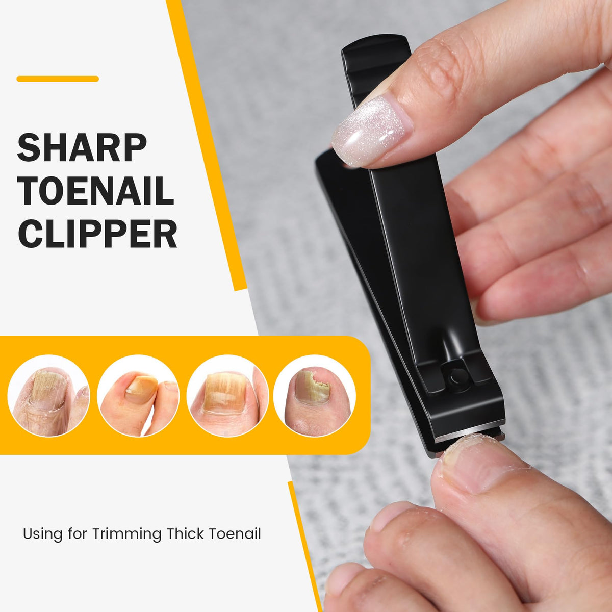 BEZOX Heavy Duty Straight Blade Nail Clippers for Thick Toenails, Professional Stainless Steel Fingernail Toenail Clippers Trimmers - Thick Wide Jaw Toe Nail Clippings