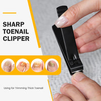 BEZOX Heavy Duty Straight Blade Nail Clippers for Thick Toenails, Professional Stainless Steel Fingernail Toenail Clippers Trimmers - Thick Wide Jaw Toe Nail Clippings