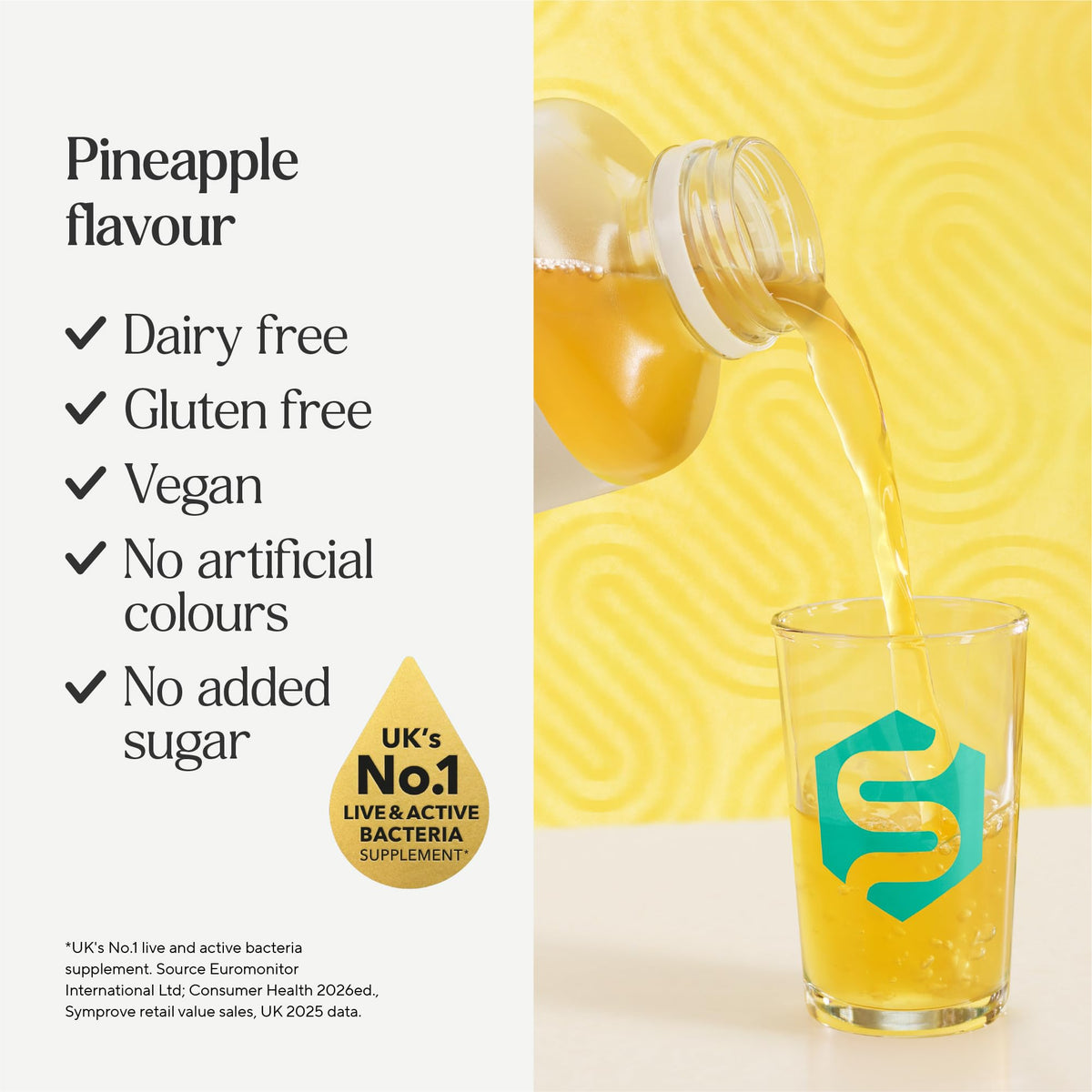 Symprove Liquid Live & Active Bacteria, Pineapple Flavour, Water-Based, Dairy & Gluten Free, Vegan (1 x 500ml)