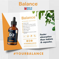 Balance ™ Vitamin D3 + K2 Liquid Drops - Vegan - High Strength 2000iu D3 + 25mcg K2-2 Month Supply - 120 Servings - 9,000mcg 60ml Dropper Bottle - Sublingual Fast Absorption - Made in UK by Balance (2X Pack)