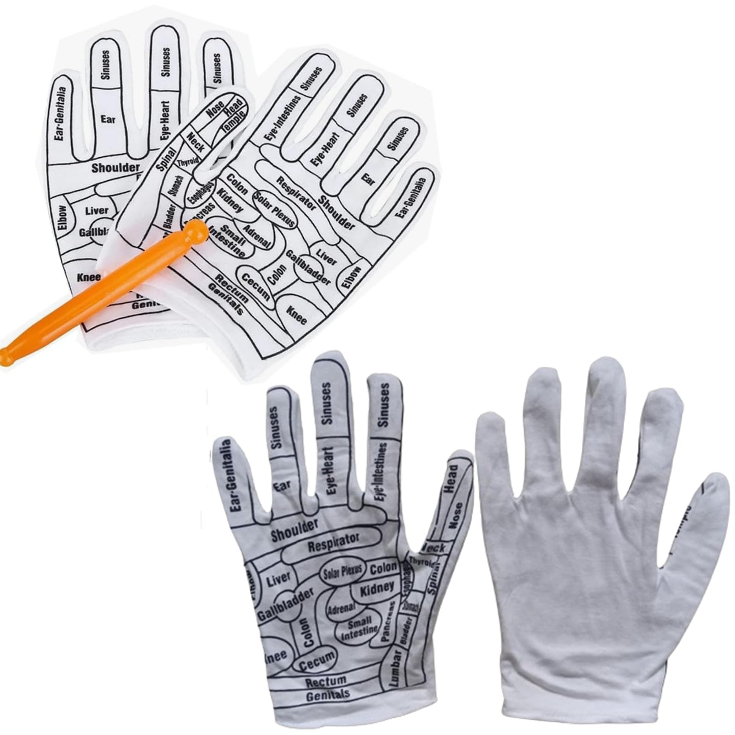 QCVENL 2 Pcs Reflexology Tools Facial Reflexology Tool Reflexology Hand Gloves Hand Reflexology Tools Print Mittens for Correctly Stimulating Hand Acupoints Massa