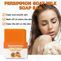2PCS Natural Persimmon Goats Milk Soap - Anti-Odor Persimmon Goat Milk So-ap for Skin - Deep Cleansing Per-simmon Handmade Soap - Pure Per-simmon Go-at Mi-lk Soap Bar for Face & Body