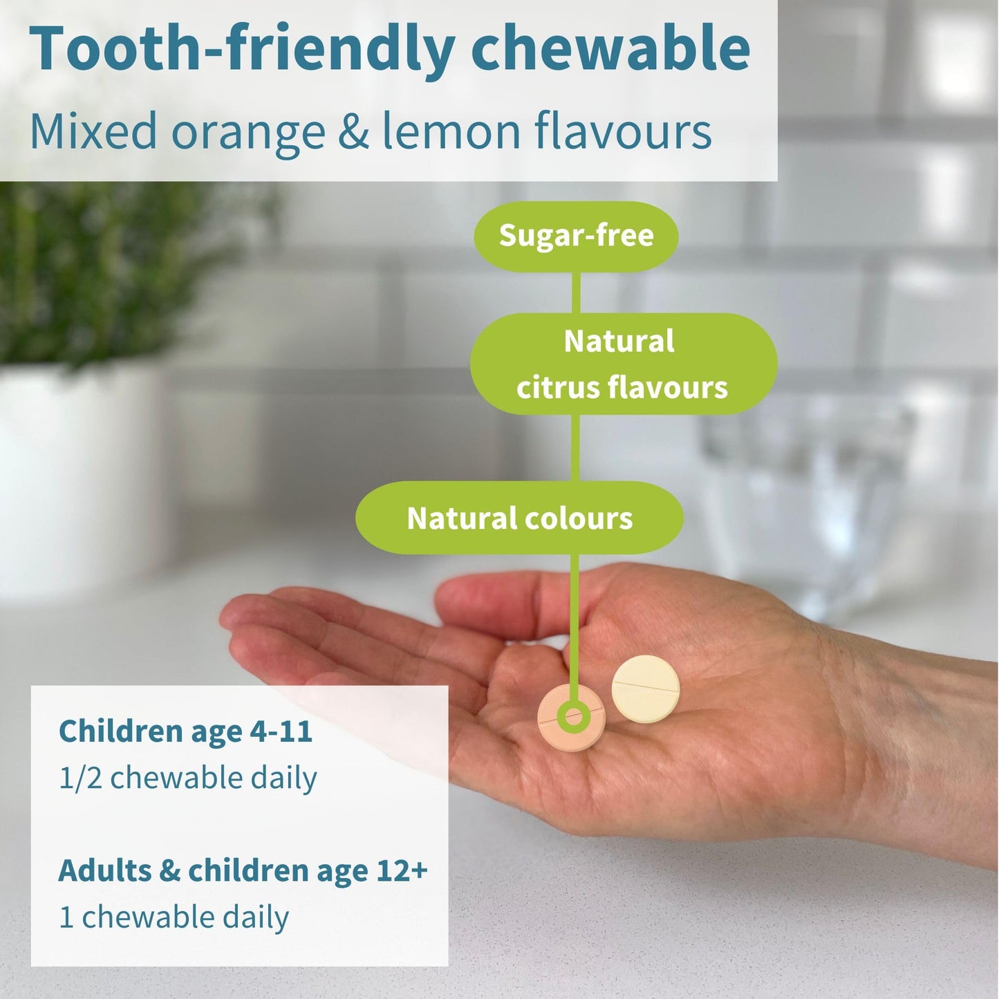 Igennus Healthcare Nutrition Igennus Advanced Vitamin C Sugar-Free Chewable 500mg, 120 Servings, Kids & Adults, Clean & Gentle, High Absorption Buffered Formula, Vegan, Orange & Lemon Flavours