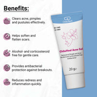 ChitoTech ChitoHeal Gel Acne Remedy- 20g Natural Acne Treatment for Pimples, Acne Scars, Alcohol & Corticosteroid Free, N-acetyl-D-Glucosamine for Clear Skin