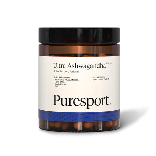 Puresport Ultra Ashwagandha Supplement | 60 Capsules | High Strength KSM-66 Ashwagandha, Holy Basil, Magnesium and Zinc | Relax, Recover, Perform