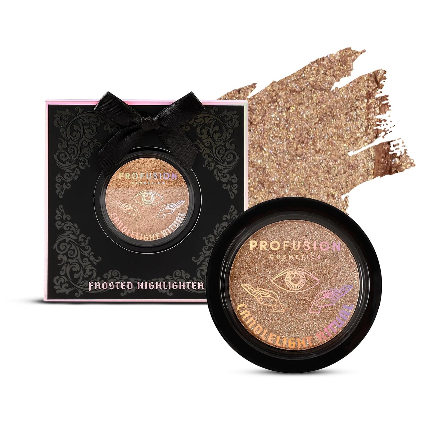 Profusion Cosmetics Rituals Candlelight Frosted Highlighter, Achieve Radiant Skin with Premium Highlighter, Ultra Reflective and Shimmery Makeup kit with Long Wearing, Buildable Coverage, Ritual